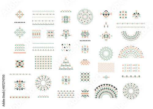 Cute Collection of Ethnic patterns. Geometric and aztec decor   photo