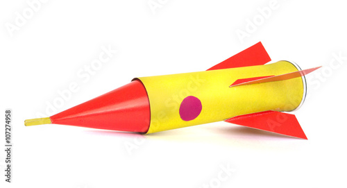 Space rocket out of colored paper