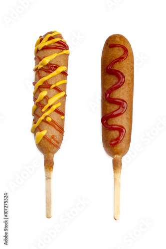 two hot dogs.