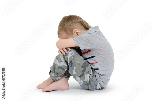 Canvas Print Little boy isolated on a white background