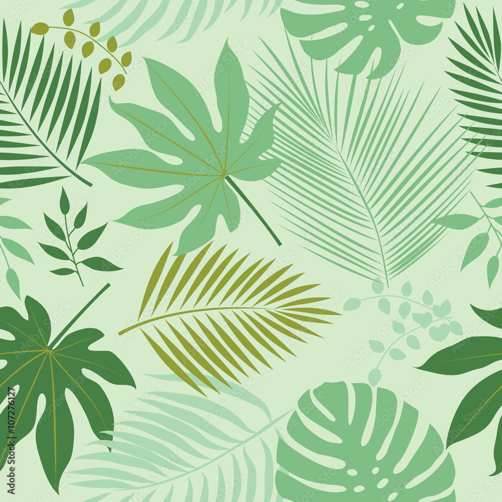 Seamless pattern leaves of palm tree. 