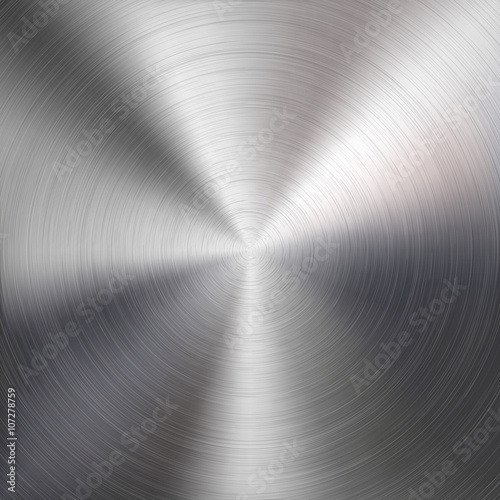 Abstract technology background with polished, brushed circular metal texture, chrome, silver, steel, aluminum for design concepts, web, prints, posters, wallpapers, interfaces. Vector illustration.