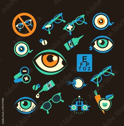 Ophthalmologist set of icons