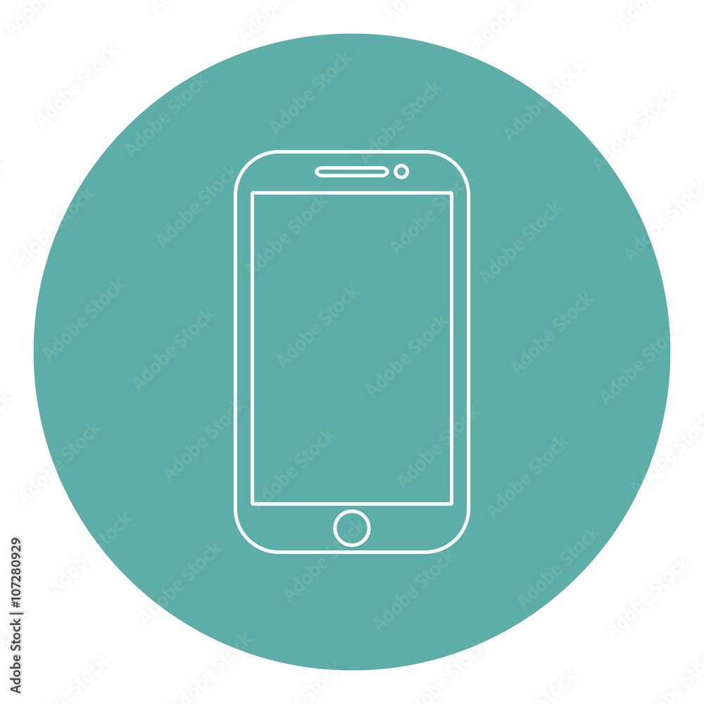Mobile flat style icon silhouette with shadow on a green background, vector illustration Mobile flat style icon silhouette with shadow on a green background, vector illustration