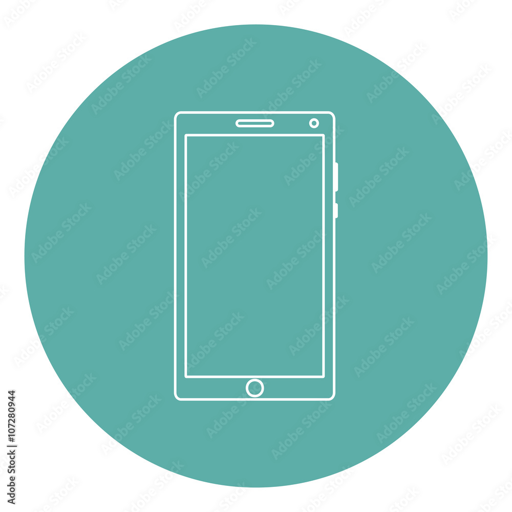 Mobile flat style icon silhouette with shadow on a green background, vector illustration Mobile flat style icon silhouette with shadow on a green background, vector illustration