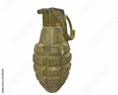 Mk2 grenade 3D illustration on white background