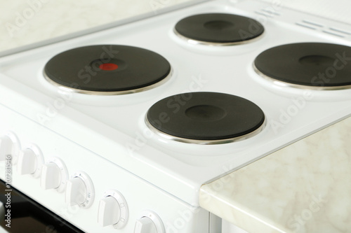 Electric stove in the kitchen, close up