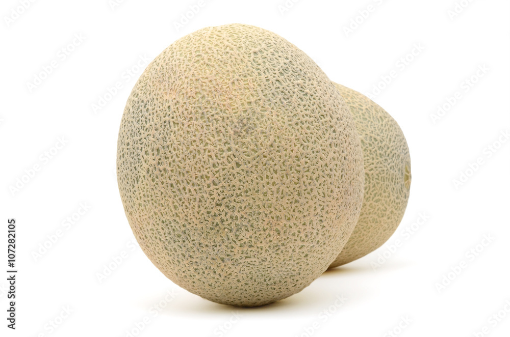 Cantaloupe melon slices isolated on white background Cantaloupe melon slices isolated on white background