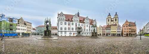 The Main Square of Luther City Wittenberg in Germany photo
