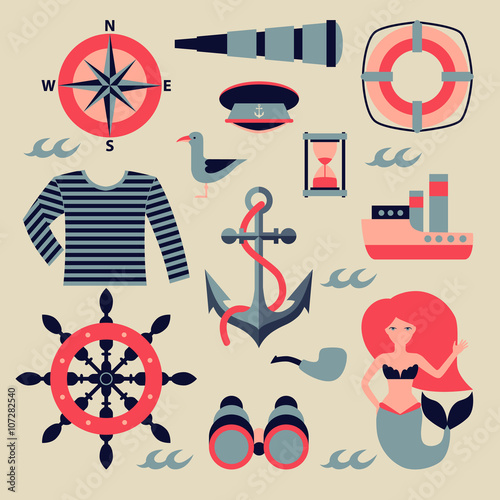Vector marine set, illustration