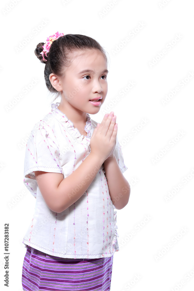 littile girl dressing with thai traditional style littile girl dressing with thai traditional style