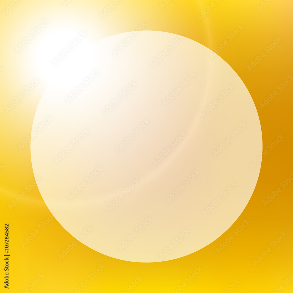 Golden sun light background. Abstract vector background with blurred lights and white space for text
