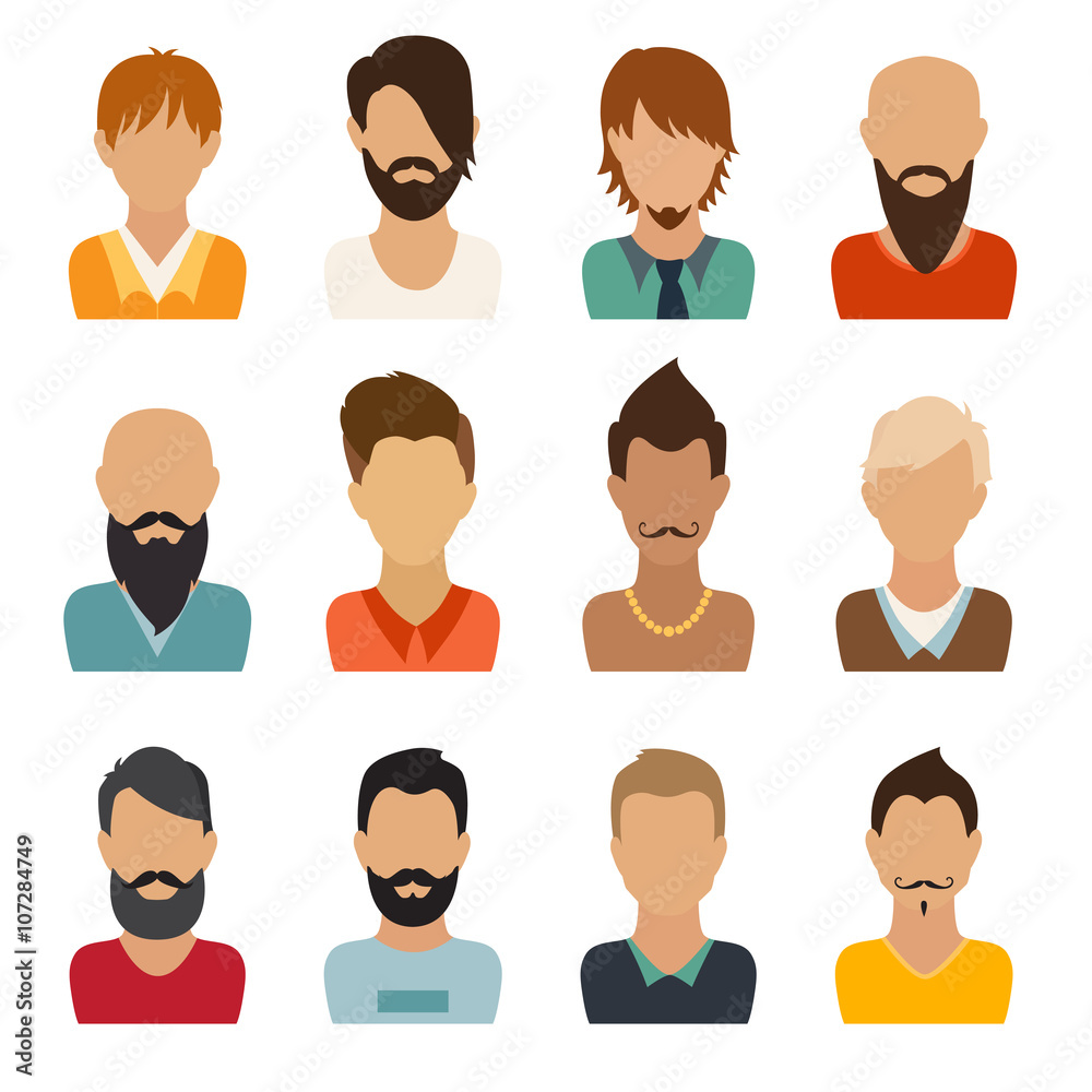 Circle of flat icons on white background. Man, vector illustration, web userpic Circle of flat icons on white background. Man, vector illustration, web userpic