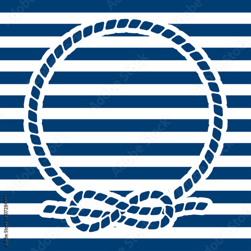 Icono plano circulo de cuerda con nudo en fondo de lineas