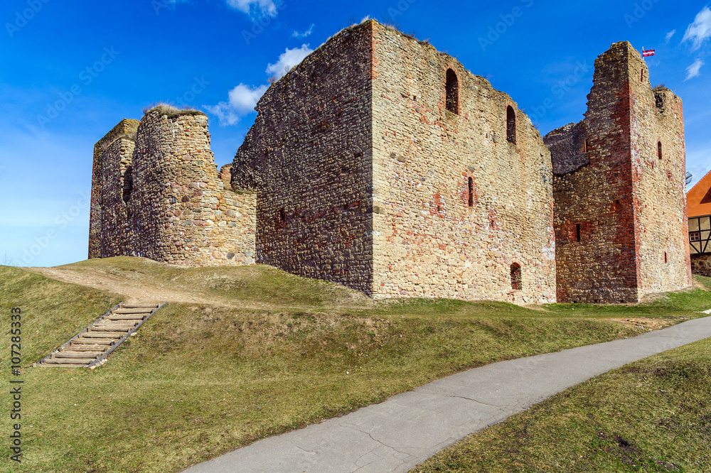 Ruins of the medieval castle in Bauska, Latvia
