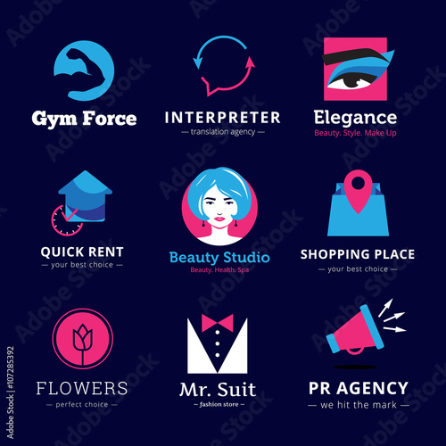 Set of bright modern logos. 