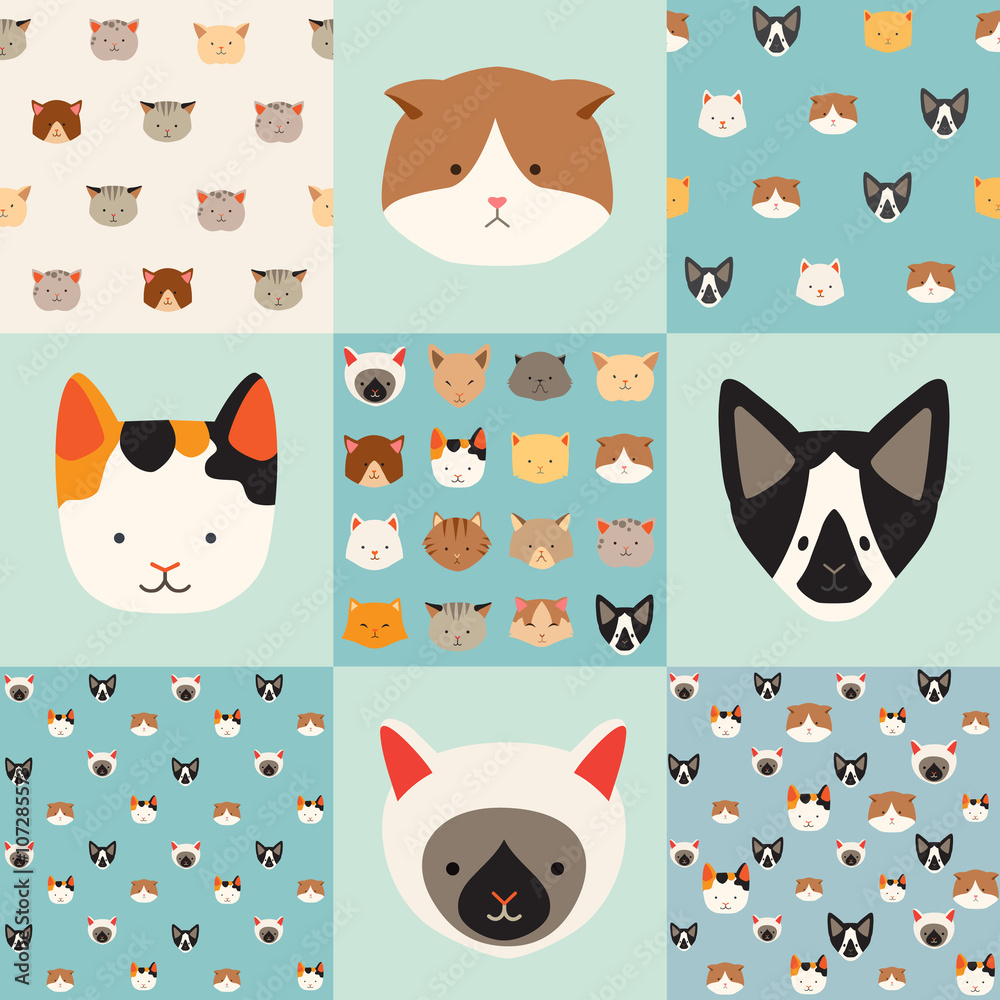 cute cats icon set, Stock vector