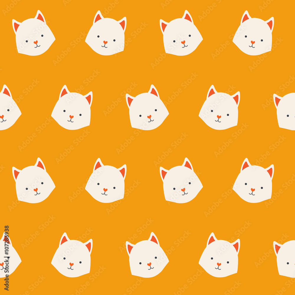 Cute animals vector pattern, illustrations on colored background.