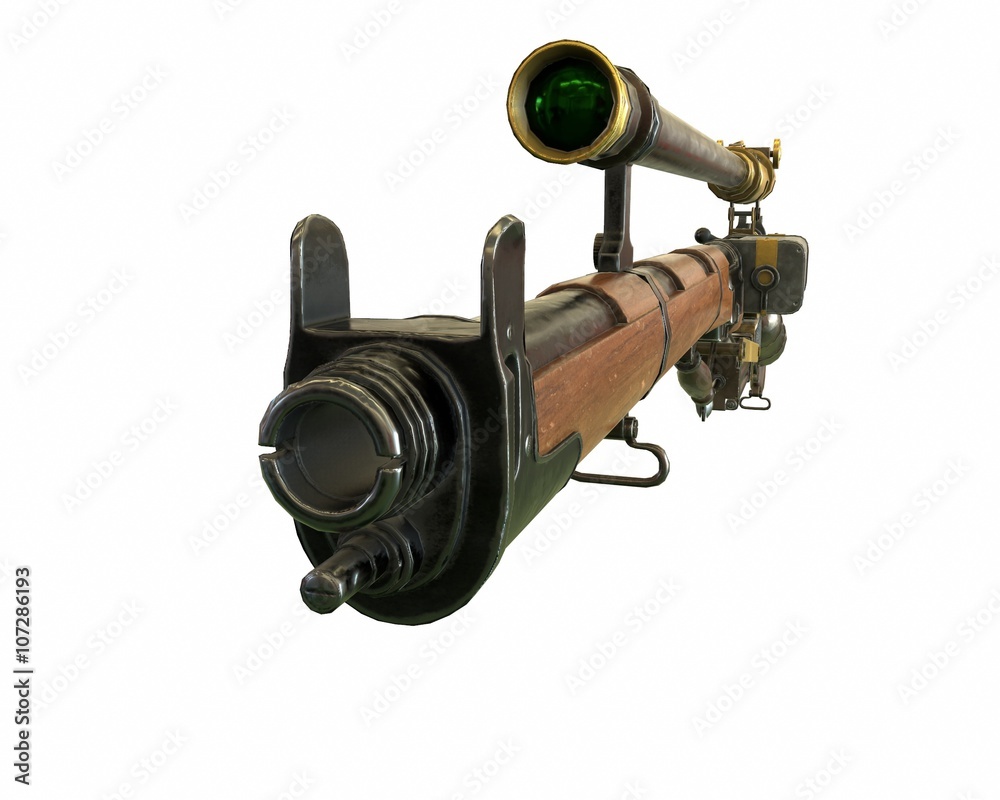 Steampunk rifle parts concept 3D illustration Steampunk rifle parts concept 3D illustration