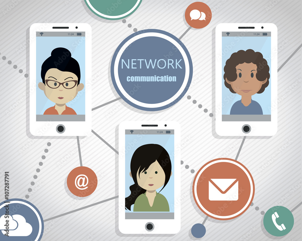 Networked people using smarthones Networked people using smarthones