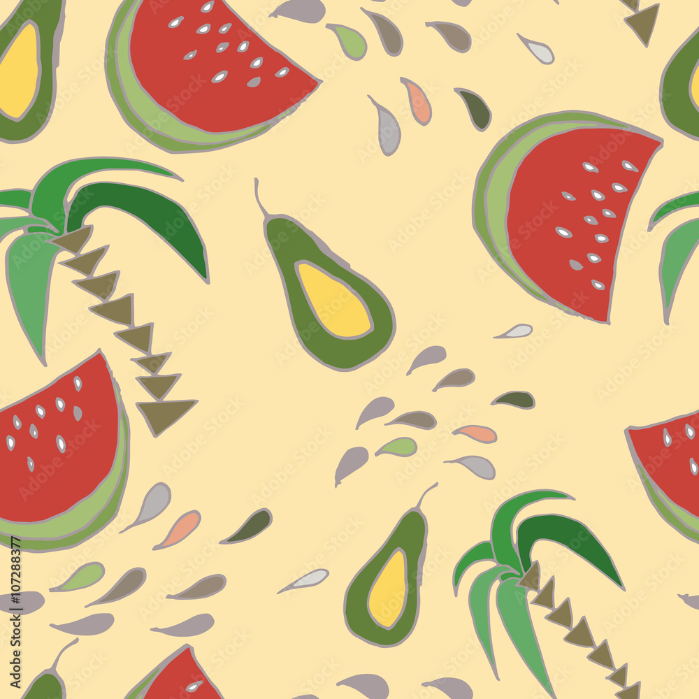 Vector seamless background with fruits Vector seamless background with fruits