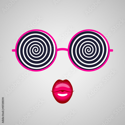 Hypnotising glasses and pink lips