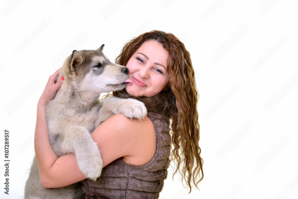 femme avec chien
