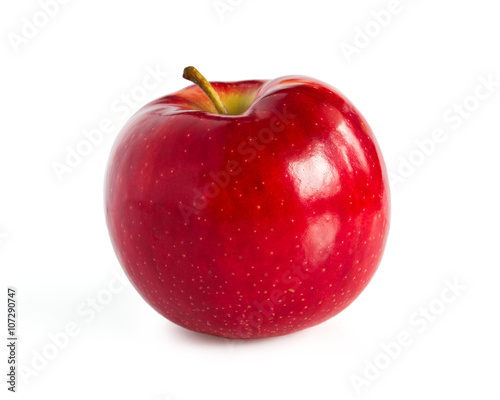 One red apple isolated on white background