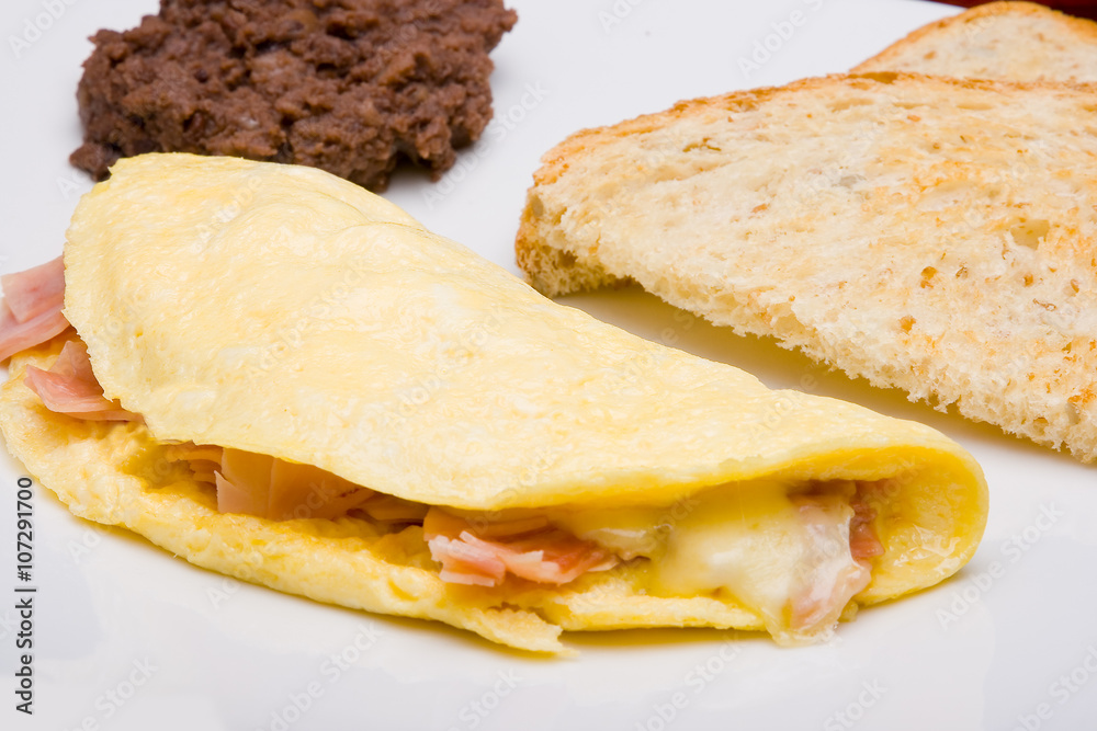 Omelet with ham and cheese