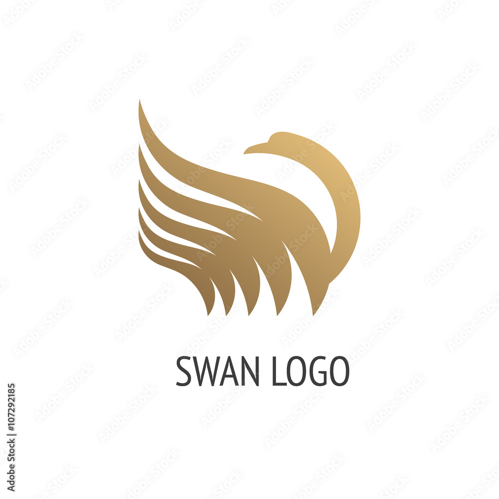 Naklejka premium Swan bird abstract vector logo design template.