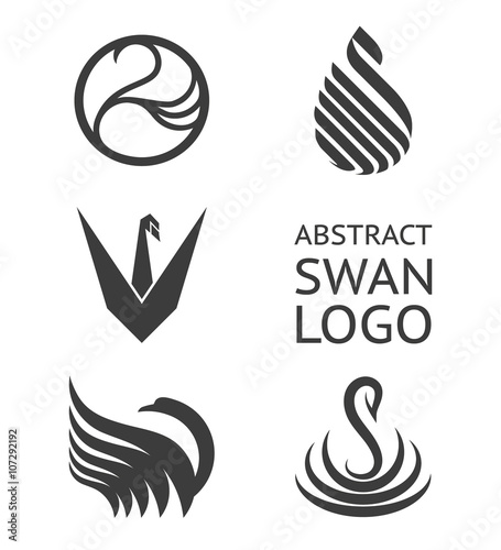 Fototapeta Naklejka Na Ścianę i Meble -  Vector set of swan logo. Logotype for business.