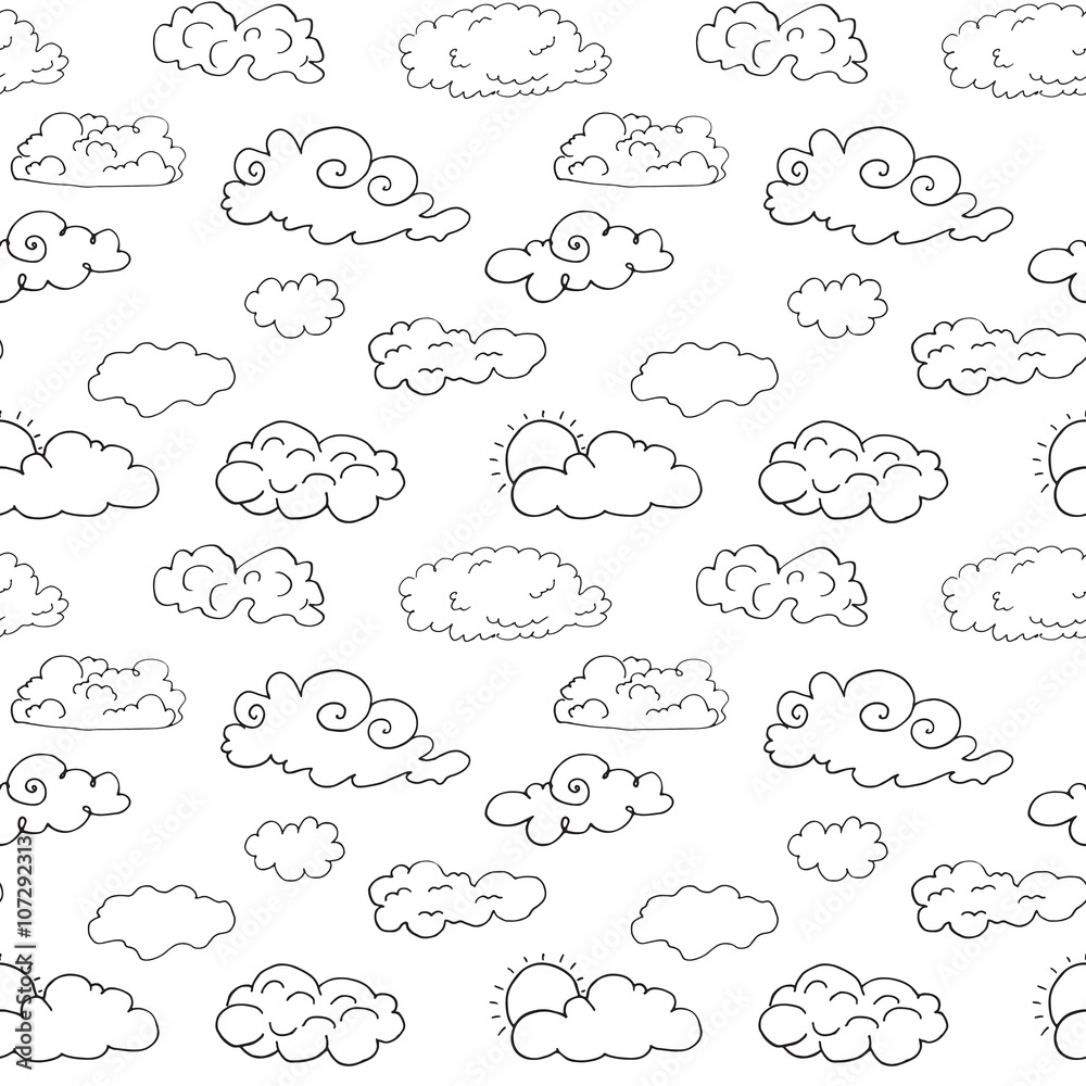Hand drawn Doodle set of different Clouds, sketch Collection vector illustration isolated on white Hand drawn Doodle set of different Clouds, sketch Collection vector illustration isolated on white
