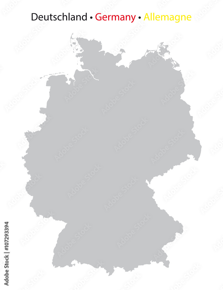 Deutschland karte, Umriss in grau auf weißem Hintergrund, freisteller, 