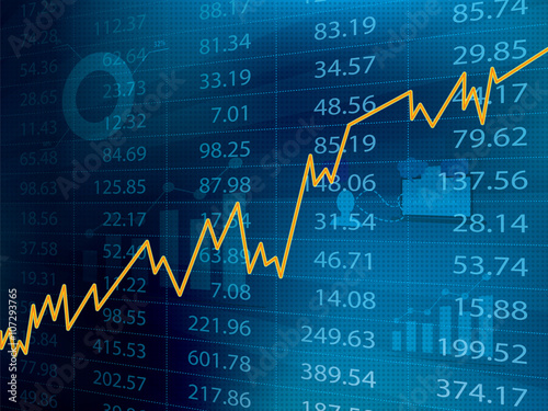 Business graph with arrow showing profits and gains financial on the stock exchange.