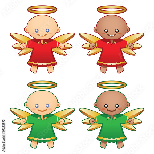 Little angels in red and green robes