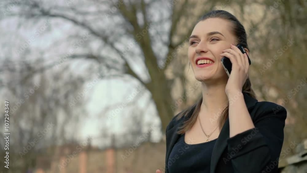 Beautiful business lady talking on smartphone