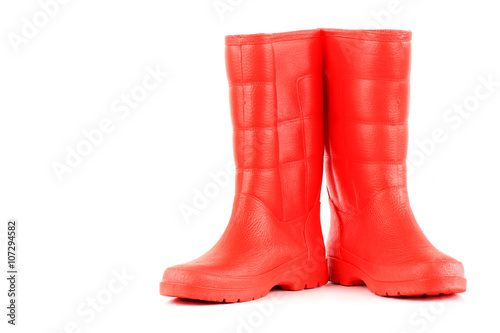 red rainboots isolated on white background