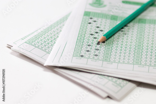 answer sheet, test score sheet with answers in thai education