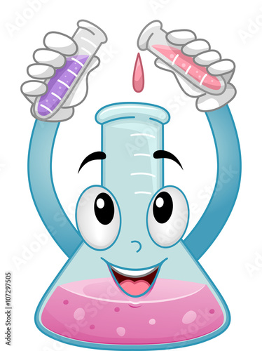Mascot Chemistry Cylinder Showing Mix Chemicals