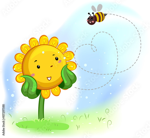 Mascot Sunflower Enjoy Bee