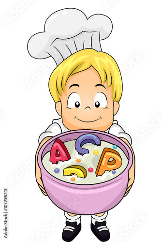 Kid Boy Chef Alphabet Soup
