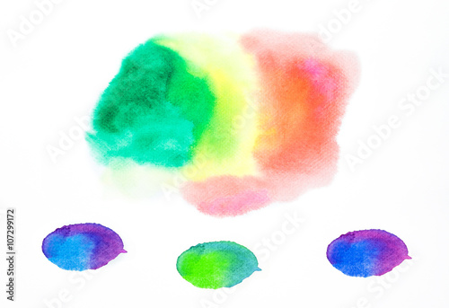 Abstract set of watercolor texture on white background