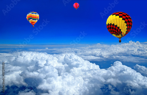 Hot air balloon on the cloud