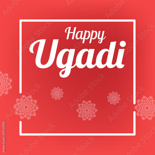 Happy Ugadi card template with flower mandala