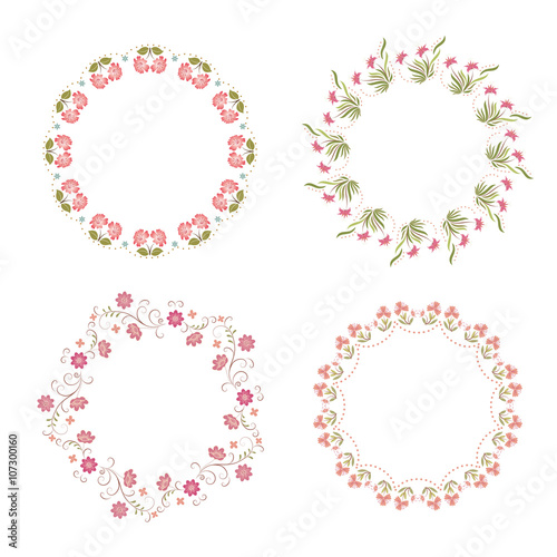 pink flower frames, spring greetings