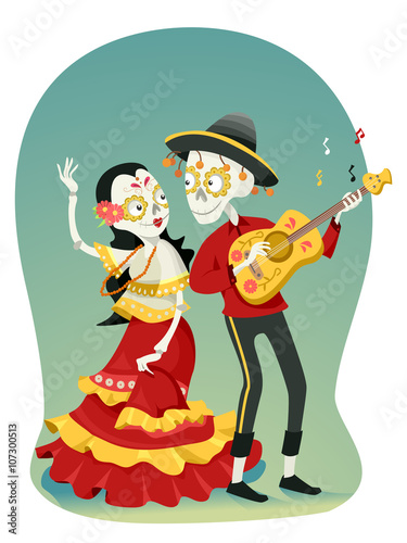 Stickman Couple Sugar Skulls Serenade