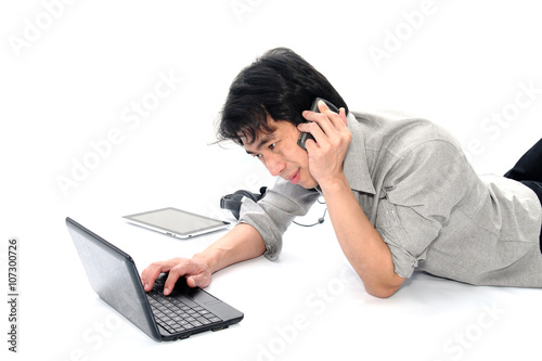 Businessman working on laptop