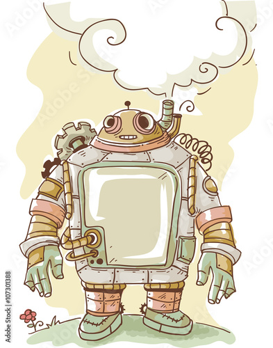 Steampunk Robot Think