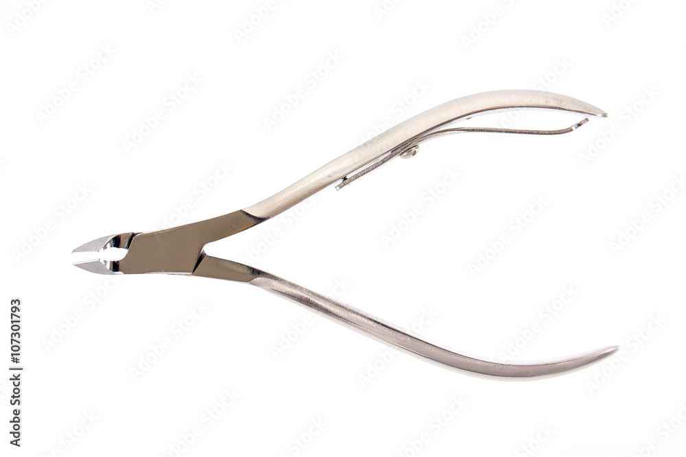 Metal manicure nipper, isolated on a white background Metal manicure nipper, isolated on a white background