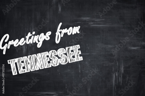 Chalkboard background with chalk letters: Greetings from tenness photo